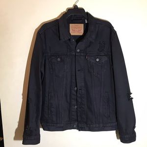 Levi’s pre-distressed black denim jacket